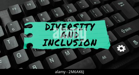 Affiche manuscrite diversité et inclusion. Concept signification étendue la différence humaine inclut la race ethnicité sexe Banque D'Images