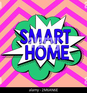 Légende conceptuelle Smart Home. Aperçu de l'entreprise système d'automatisation commande éclairage climatisation systèmes de divertissement Banque D'Images