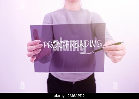 Écriture affichage de texte correction d'épreuves. Aperçu de l'entreprise lecture et marquage des fautes d'orthographe, de grammaire et de syntaxe Banque D'Images