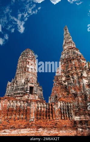 Ancien Temple Wat Chai watthanaram à Ayuttaya Thaïlande Banque D'Images