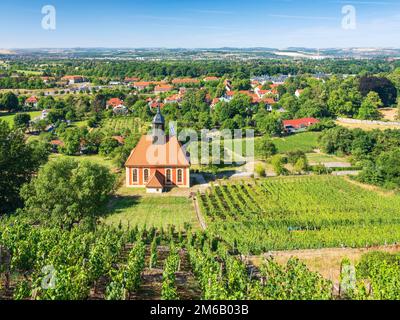 Vignoble église 'Zum Heiligen Geist', village baroque église dans les vignobles de Pillnitz dans la vallée de l'Elbe, Dresde, Saxe, Allemagne Banque D'Images