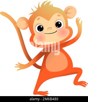 Adorable bébé singe personnage joueur Mascot pour enfants Illustration de Vecteur