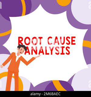 Affiche l'analyse des causes premières. Concept signification méthode de résolution des problèmes identifier le défaut ou le problème Banque D'Images