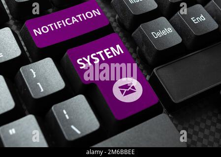 Système de notification de texte d'écriture. Mot écrit sur n'oubliez pas d'être connecté réseaux sociaux Banque D'Images