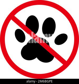 Panneau d'interdiction des animaux. Signe « animaux interdits ». Symbole Paw et d'interdiction. Vecteur modifiable. Illustration de Vecteur