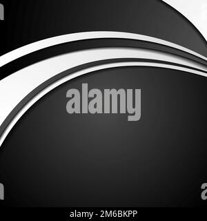 Arrière-plan noir et blanc abstrait d'entreprise ondulé Banque D'Images