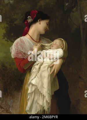 Admiration Maternelle (admiration maternelle) peinte par le peintre français du XIXe siècle William-Adolphe Bouguereau en 1869 Banque D'Images