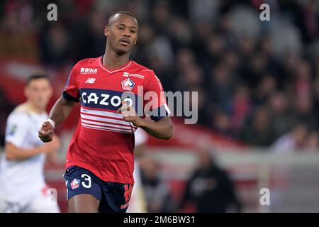 LILLE - Tiago Djalo du LOSC Lille pendant le match de la Ligue française 1 entre Lille OSC et le Stade de Reims au stade Pierre-Mauroy sur 2 janvier 2022 à Lille, France. AP | hauteur néerlandaise | Gerrit van Cologne Banque D'Images