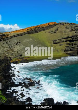 Green Sand Beach sur la grande île d'Hawaï Banque D'Images