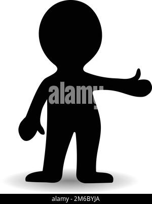 Pouce vers le haut personnage de l'homme, silhouette de l'homme isolée sur fond blanc, illustration vectorielle Illustration de Vecteur