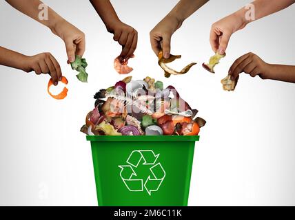 Les gens composaient ensemble et de la communauté le compost de bac vert et le recyclage des déchets comme un récipient pour recycler les déchets organiques et compostage des aliments Banque D'Images