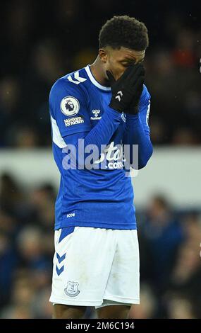 Liverpool, Angleterre, le 3rd janvier 2023. Demari Gray d'Everton a été abattu lors du match de la Premier League à Goodison Park, à Liverpool. Crédit photo devrait lire: Gary Oakley / Sportimage Banque D'Images