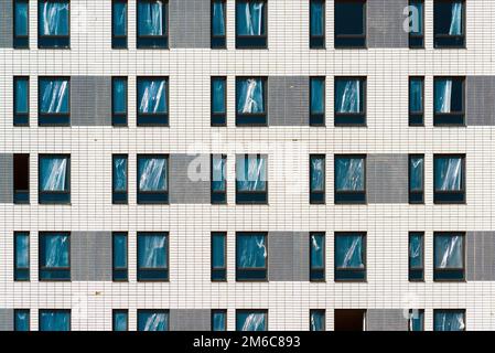 Façade de bâtiment résidentiel en construction à Moscou, Russie Banque D'Images