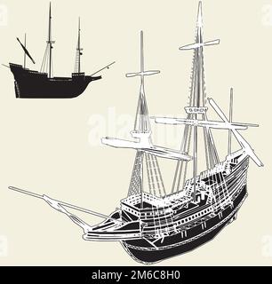 Le vecteur du navire antique Illustration de Vecteur
