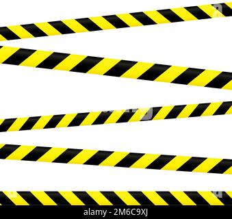 Jeu de ruban d'avertissement croisé. Bandes d'avertissement jaunes et noires. Répétition de la construction, danger, danger selloformes. Zones de restriction et d'interdiction Illustration de Vecteur