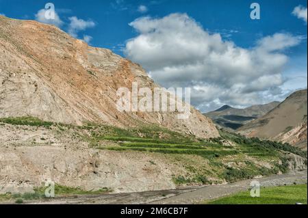 Paysage le long du chemin entre Karo la Pass et Simu la Pass, Tibet Banque D'Images