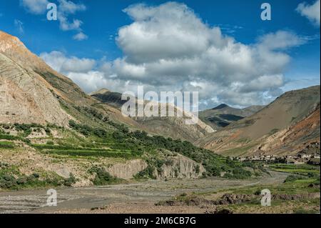 Paysage le long du chemin entre Karo la Pass et Simu la Pass, Tibet Banque D'Images