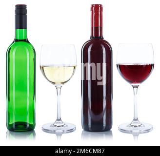 Bouteilles de vin verres de vin verres de vin vin vin rouge vin blanc alcool exemption Banque D'Images
