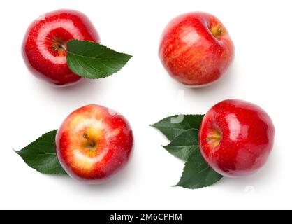 Pommes rouges isolées sur fond blanc Banque D'Images