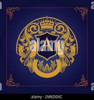 Vintage luxe or étiquette couronne d'illustration illustrations vectorielles pour votre travail logo, t-shirt de marchandise, autocollants et dessins d'étiquettes, affiche, Illustration de Vecteur