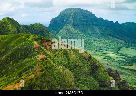 Vol en hélicoptère au sommet de Waialeale à Kauai, États-Unis Banque D'Images