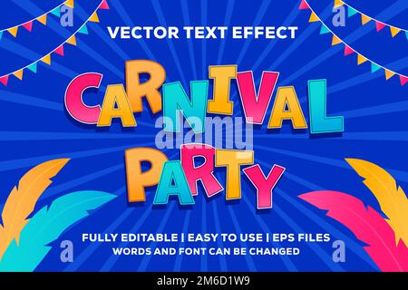 effet de texte vectoriel carnival party coloré entièrement modifiable Illustration de Vecteur