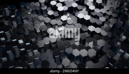 Résumé historique technologique hexagonal. 3d rendu. Répétition géométrique. Elément de conception graphique pour le papier peint. Buline moderne Banque D'Images
