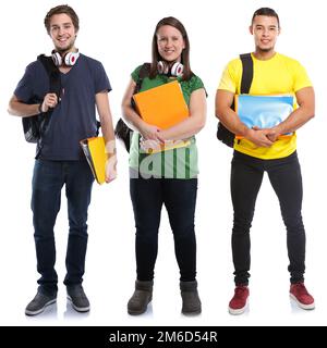 Les étudiants étudient l'éducation des jeunes isolés sur blanc Banque D'Images