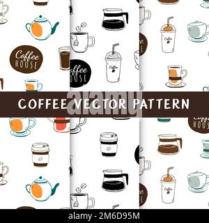 Café et café fond vectoriel sans couture Illustration de Vecteur
