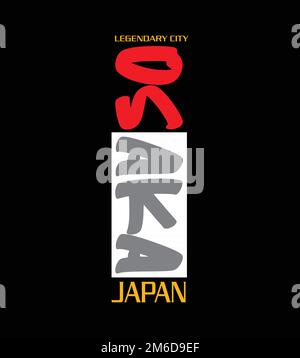 Osaka Japon la typographie légendaire de style urbain est très unique pour l'impression de tee-shirts Illustration de Vecteur