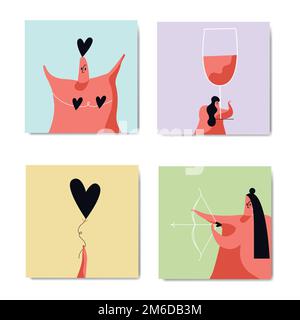 Caractères pour le vecteur de la Saint-Valentin Illustration de Vecteur