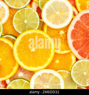 Agrumes collection de fruits nourriture fond oranges citrons carrés citrons limes pamplemousse fruits frais Banque D'Images