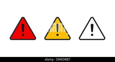 Ensemble de panneaux à attention isolée. Symboles d'avertissement ou de danger. Informations sur l'interprétation du message. Banque D'Images
