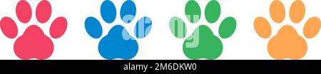 Jeu d'icônes de patte d'animal. Empreintes de chats et de chiens. Vecteur modifiable. Illustration de Vecteur