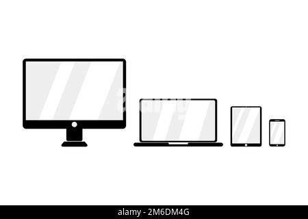Icône Vector pour les périphériques. Défini pour les périphériques. Écrans vides. Bureau. Mobile. Ordinateur portable. Tablette. Conception plate. SPE 10. Banque D'Images