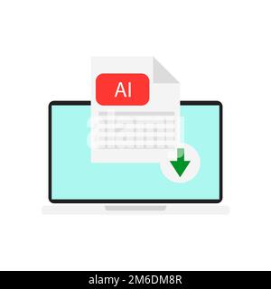 Téléchargement d'illustrations vectorielles sur un ordinateur portable ai Device Flat design Banque D'Images