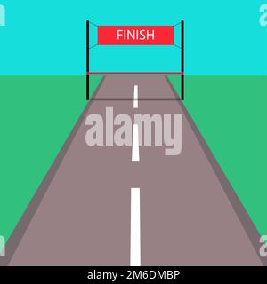 Terminer la route. Drapeau rouge. Ligne rouge. Camouflage. Finition de la piste. Exécuter. race . Conception plate. SPE 10. Banque D'Images