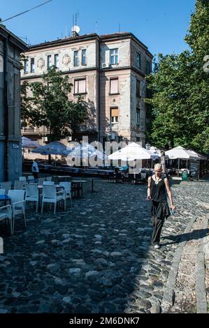 Le quartier branché de Skadarlija, dans la vieille ville de Belgrade, en Serbie Banque D'Images