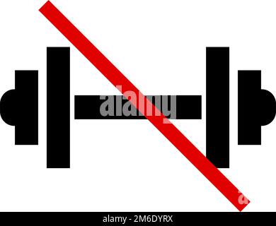 Icône d'interdiction de la dumbell. Haltères non disponibles. Vecteur modifiable. Illustration de Vecteur