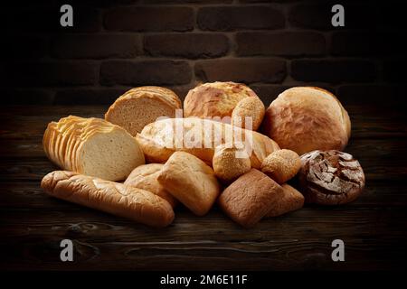 Groupe de produits de pain mélangés Banque D'Images