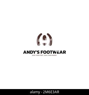 Conception simple de la lettre A et des chaussures. Logo de semelle de chaussure. Logo du pied. Illustration de Vecteur