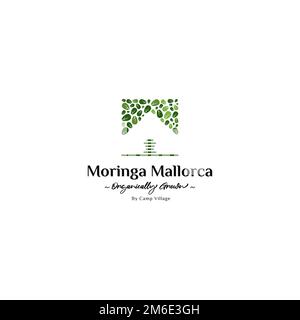Logo en forme de feuille de Moringa inspiré. Logo de la plantation Moringa. Illustration de Vecteur