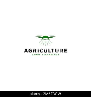 Logo de la technologie agricole de drone. Adapté aux besoins de l'agriculture, des plantations, du reboisement, de l'industrie végétale et autres. Illustration de Vecteur