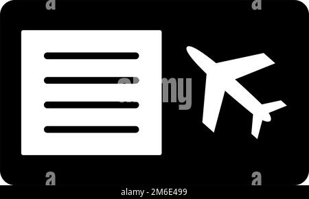 Icône de silhouette de carte d'embarquement d'avion. Vecteur modifiable. Illustration de Vecteur