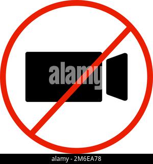 Pas de panneau de photographie. Aucun enregistrement autorisé. Aucun enregistrement vidéo autorisé. Vecteur modifiable. Illustration de Vecteur