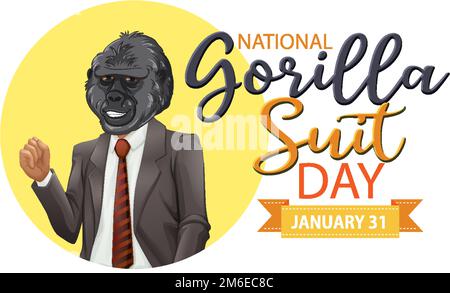 Illustration de la bannière nationale Gorilla suit Day Illustration de Vecteur