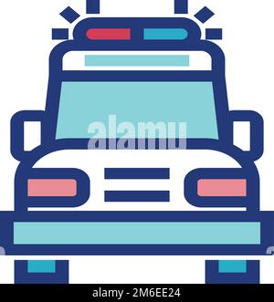 Icône de couleur ambulance. Vue avant de la voiture paramédic Illustration de Vecteur