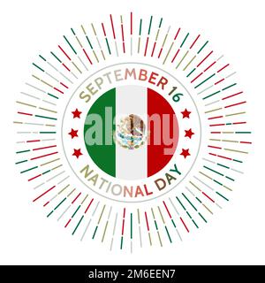 Badge de la journée nationale du Mexique. Indépendance de l'Espagne déclarée en 1810. Célébré sur 16 septembre. Illustration de Vecteur