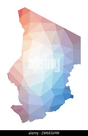 Carte du Tchad. Faible illustration poly du pays. Motif géométrique avec rayures. Technologie, Internet, concept de réseau. Illustration vectorielle. Illustration de Vecteur