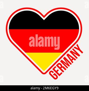 Badge drapeau coeur Allemagne. Fabriqué avec amour à partir du logo de l'Allemagne. Drapeau du pays en forme de coeur. Illustration vectorielle. Illustration de Vecteur